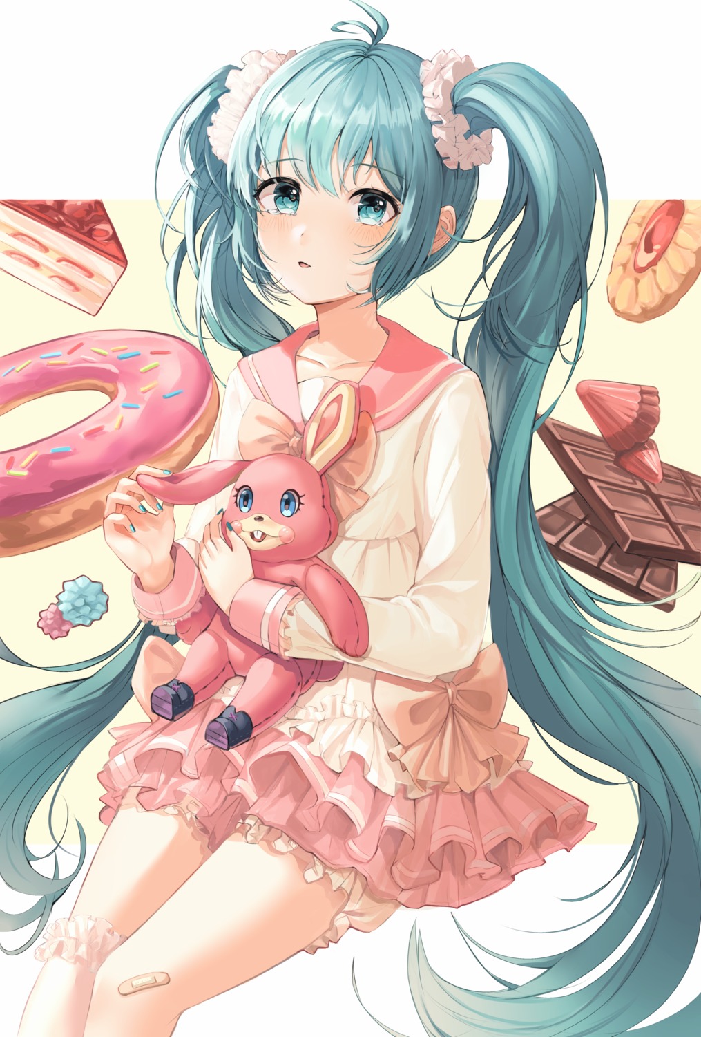 zipgaemi lots of laugh (vocaloid) vocaloid hatsune miku bandaid 